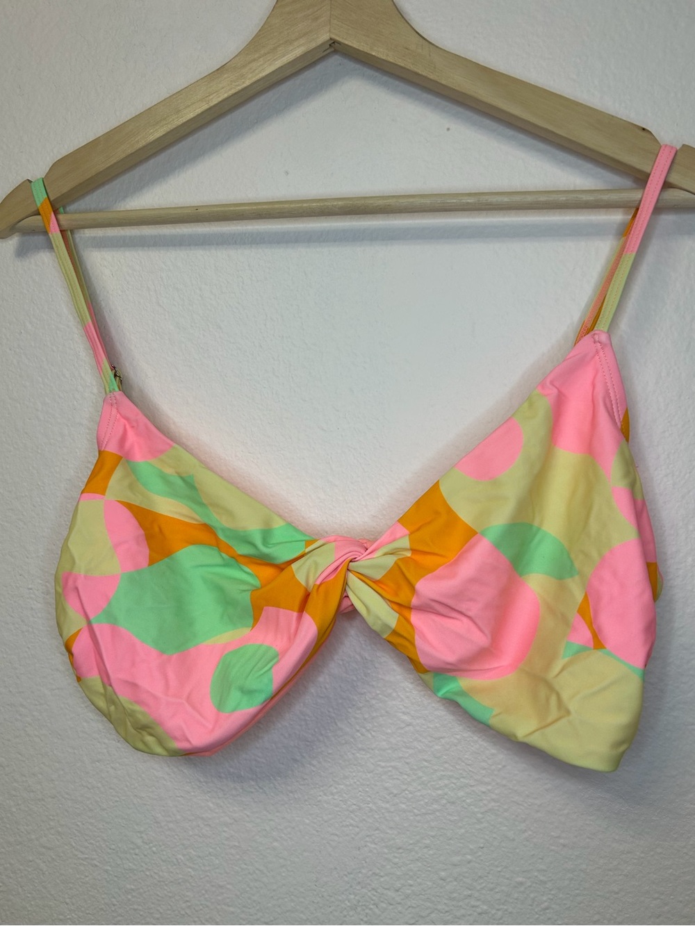 Ninety Coral Pink Pastel Bikini Top with Mint Accent